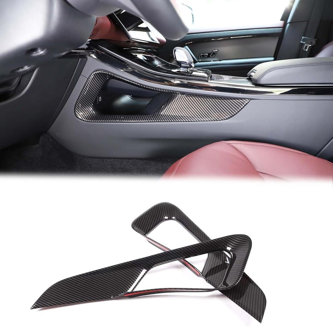 Center Console Gear Shift Side Panel Trim Cover Compatible with Land Rover Range Rover Sport Accessories 2023 2024, Center Console Side Armrest Box Lower Panel Cover (Carbon Fiber Pattern)