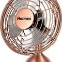 HOLMES 4" Mini Heritage Desk Fan, USB-Powered, Single Speed, 4 Blades, Adjustable 100 Head Tilt, Metal Construction, Ideal for Home, Dorm Rooms, Bedrooms, Office or Travel, Vintage Brushed Copper