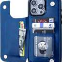 ONETOP Compatible with iPhone 16 Pro Max Wallet Case with Card Holder, PU Leather Kickstand Card Slots Case, Double Magnetic Clasp and Durable Shockproof Cover 6.9 Inch (Blue)