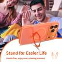 2 x Ultra-Magnetic Stand for iPhone 17 Pro Max Case [Military Drop Protection] [Compatible with MagSafe] Shockproof Translucent Matte Slim Ring Holder Case for iPhone 17 Pro Max (Orange)