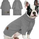 cyeollo Dog Sweaters Turtleneck Knitted Sweater with Long Sleeves Winter Pet Clothes Dog Sweaters for Small Dogs, Grey M