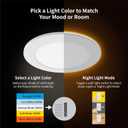 Meconard 12 Pack 6 Inch 5CCT LED Canless Recessed Lighting with Night Light, 2700K/3000K/3500K/4000K/5000K Selectable Ultra-Thin LED Ceiling Lights, 12W=110W, 1050LM, Dimmable Wafer Downlight ETL&FCC