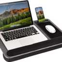 LAPGEAR Home Office Pro Lap Desk with Wrist Rest, Mouse Pad, and Phone Holder - Gray Woodgrain - Fits up to 15.6 Inch Laptops - Style No. 91595