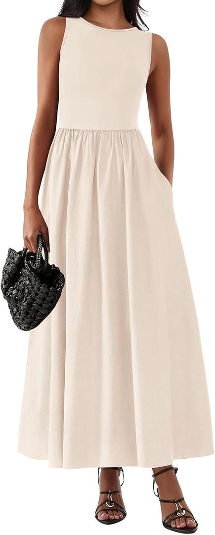 KIRUNDO Summe Sleeveless Maxi Dresses for Women 2026 Spring Wedding Guest A Line Tank Elegant Flowy Beach Long Sundress