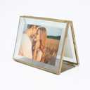 MIMOSA MOMENTS Collapsible Double-side Brass Metal Floating 4x6 Picture Frame, Tabelop Photo Frame Display 2 pcs 4x6 Horizontal Photo