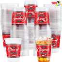 JOYIN 100 Pcs 16oz Graduation Party Plastic Cups (Red), Grad Disposable Cups for Class of 2026 Graduates, PET Cup Tableware Bulk for 2026 High School College Graduation Grad School Party Supply Decor
