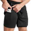 Aolesy Men's 2 in 1 Running Shorts 5" Workout Gym Athletic Shorts for Men Quick Dry Lightweight Training Shorts with Pockets (X-Large, Black)