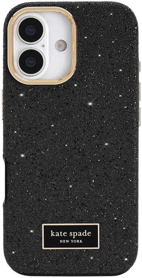 kate spade new york iPhone 17 Case - Compatible with MagSafe - Designer Phone Case - Crystal Pave Nightfall (Black)