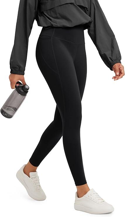 ODODOS Tummy Control 7/8 Compression Leggings for Women 25" High Waist Workout Yoga Pants with High-Positioned Pockets, Large