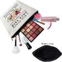 Wise Woman Makeup Bag Canvas Organizer Bag Toiletry Zipper Pouch Funny Slogan Lived Happily Ever After Chic Birthday Retirement Present for Women Friends