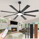 ZYD Ceiling Fans with Lights, 72 inch Large Industrial LED Ceiling Fan with Light, Industrial Fan 8 Dual Finish Blades with Remote, 6 Speed with Reversible Quiet DC Motor, 3 CCT with Memory and Timer (Black / Walnut)