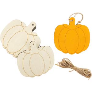 30 Pack 4 Inch Wood Pumpkins Cutouts Unfinished Wood Pumpkins Crafts Wooden Pumpkins Hanging Ornaments DIY Pumpkins Craft Gift Tags for Home Party Decoration Craft Project (Small)