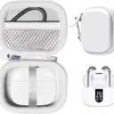 CaseSack Case for TAGRY X08 Bluetooth Headphones True Wireless Earbuds 60H, mesh Pocket for Charge Cable (White)