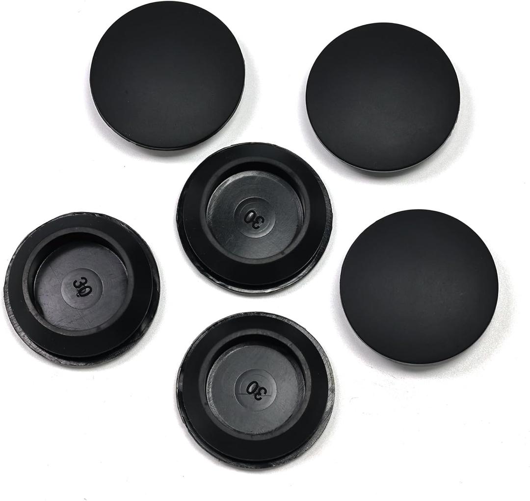 6 Pcs 30 mm Silicone Rubber Plugs Snap in Locking Hole Plugs for 30-33mm (1-3/16"-1-5/16") Round Holes, Flush Type Rubber Stoppers, Flexible Tube Pipe End Caps Covers, Waterproof Sealing Plugs, Black