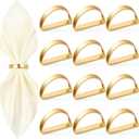 APTWOW 20PCS Gold Napkin Rings, Semicircle Metal Gold Napkin Holder Buckles, Fall Thanksgiving Christmas Napkin Rings for Dinner Table Decor, Wedding, Banquet, Valentines Day