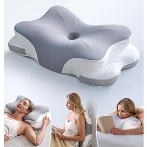 Ultra Pain Relief Cervical Neck Pillow for Sleeping, 5X Support Ergonomic Contour Pillow for Deep Sleep, Cooling Memory Foam Pillows for Adults, Orthopedic Bed Pillow for Side Back, Stomach Sleepers