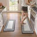 KIMODE Anti Fatigue Kitchen Mats for Floor 2 Piece,17"x47"+17"x29" Farmhouse Kitchen Rugs Non Slip Rubber Backing,Waterproof Cushioned Standing Mat for Home Decor,Office,Laundry Room,Sink,Desk,Grey