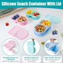 3 Pack Reusable Silicone Snack Containers with Lids, 8.5 OZ Double Compartment Snackle Box for Kids, Leakproof Small Snack Packs Container for Salad Dressing, School, Office, Travel, Picnic