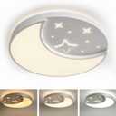 Flush Mount Ceiling Light, 30W Large Modern LED Ceiling Lights, 3000K/4500K/6500K Selectable, Moon and Star Ceiling Light Fixture for Bedroom Kitchen Dining Room(15.75 Inch)