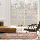 Haton Window Privacy Film, Stained Glass Rainbow Film Decorative Window Clings, Static Cling Sun Blocking Stickers Decals Coverings Tint for Home Heat Control, Non-Adhesive 29.5" x 78.7"