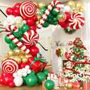 139PCS Christmas Balloon Garland Kit, Red Dark Green White and Metallic Gold Xmas Balloon Arch Set with Candy Cane Gift Box Foil Balloons for New Year Decor Holiday Birthday Party Decorations Supplies