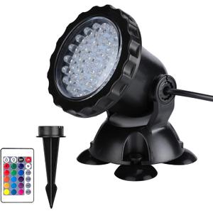 Pond Lights LED Underwater, Waterproof Fountain Lights LED Submersible Spotlight Color Changing Landscape Lights with Remote, 36 LED Bulbs Underwater Lights Adjustable