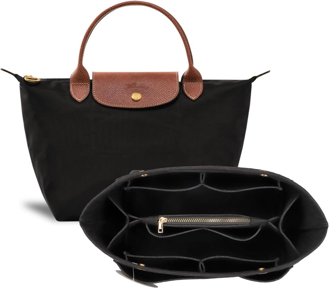 Purse Organizer Insert for le pliage ToteHandbag Organizer Compatible with le pliage Shoulder Bag Large/Small,LE PLIAGE Top Handle Small/Medium (Black, Large)