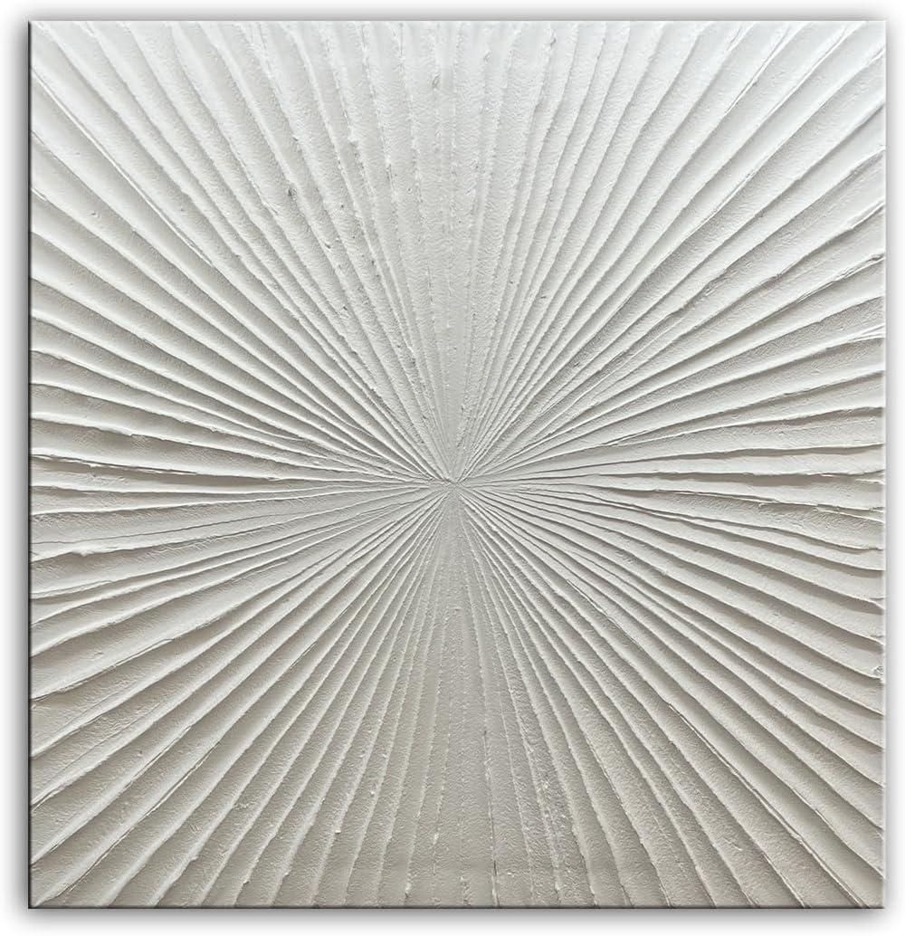 YaSheng Art White Textured Wall Art, 3D Modern Abstract Wall Art Handpainted Oil Painting Minimalist Artworks ,Wall Art for Living Room, Bedroom Wall Decor,Office Wall Decor Home ,Framed Wall Art 24x24inch