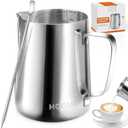 HOOMIL Milk Frothing Pitcher, 12oz/20oz/32oz Stainless Steel Steaming Pitcher Barista Milk Frother Cup Jug for Espresso Machine Coffee Cappuccino Latte Art - 12oz (Silver)
