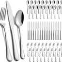 60-Piece Silverware Set for 20 - Stainless Steel Flatware Cutlery Set, Mirror Polished Flatware Set Include Forks Spoons Knives for Home Wedding Restaurant, Dishwasher Safe, Silver, 60 PCS