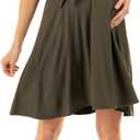 Mother Bee Maternity Knee Length Wrap Dress with Adjustable Belt (Green, L)