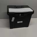 IRIS USA File Box with Lid File Organizer for Letter File w/Organizer-Lid, Plastic Mobile Filing Organizer, Water Resistant Document Box, Portable File Box with Handle, Secure Buckle, Lockable, Black