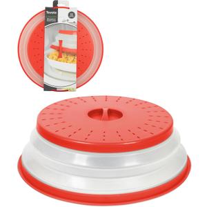 Tovolo Microwave Splatter Cover for Food, Large (Candy Red Apple) - Collapsible & Vented Silicone Splatter Guard Lid - Microwave Plate & Dish Cover with Handle - BPA-Free Kitchen Gadget for Meal Prep