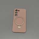 for Galaxy S25 Case with Stand, Slim Liquid Silicone Phone Cases for Samsung Galaxy S25 Compatible with MagSafe, Full Camera Protection Magnetic Kickstand Cover Case for Samsung S25, Pink