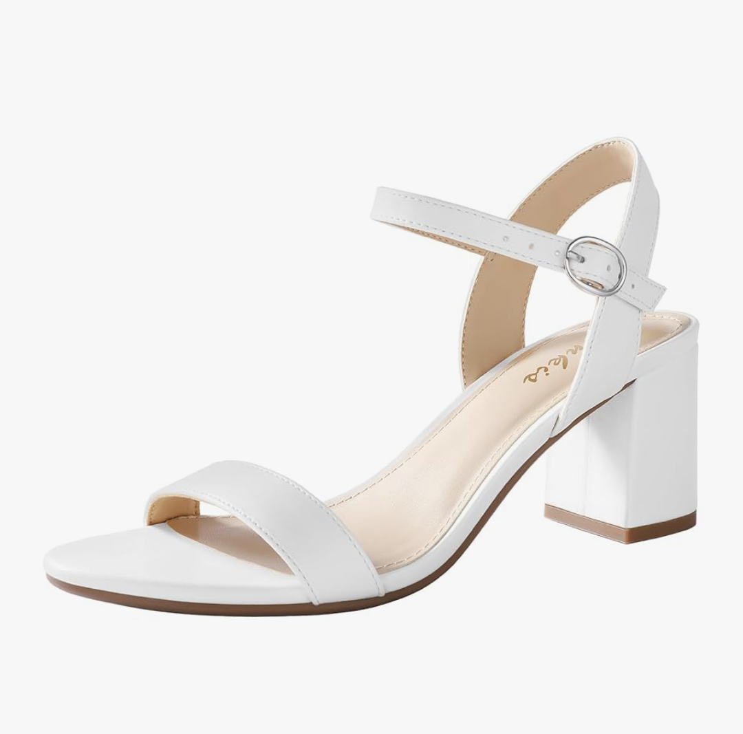 Ankis Nude Black Heels, 2.5'' Block Chunky White Clear Silver Heel Dressy Open Toe Heels For Women Ankle Strap Low Short Thick Strappy Dress Comfortable Sandal Casual Party Wedding Event Summer Shoes,6