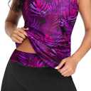 Womens Tankini Swimsuits with Skirt - Two Piece Bathing Suits with Pockets Tummy Control Swimwear 2025 (Large, Purple Leaves)