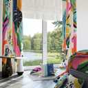 Colorful Black Out Curtains, Boho Floral Abstract Jungle Asthetic Modern Art Blackout Window Curtains Decor for Bedroom, Living Room, Art Gallery Grommet Window Drapes 2 Panel Set, 52"x84"