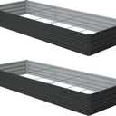 Zunatu 12x4x1 ft(2 Pack) Galvanized Raised Garden Bed,Outdoor Planter Box Metal Patio Kit Planting Bed for Vegetables Flowers and Succulents,Black