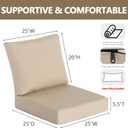 Goodgoods 25 x 25 Sunbrella Outdoor Patio Deep Seat Cushions 2-Pack, Fade-Resistant & Water-Resistant Furniture Chair Cushions with 30D High-Resilience Foam for Sofa, Antique Canvas Beige