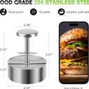 Burger Press, Adjustable Hamburger Prees Patty Maker 4.52" - Non-Stick Mold and Spring Button 304 Stainless Steel Burger Patty Press Making Patties for Beef, Vegetables, Meat, BBQ, Party Grill