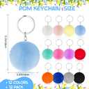 Henoyso 12 Pcs Valentine Photo Keychain Acrylic Picture Keychains with Colorful Fluffy Poms Photo Ornament (2 x 3 Inches)
