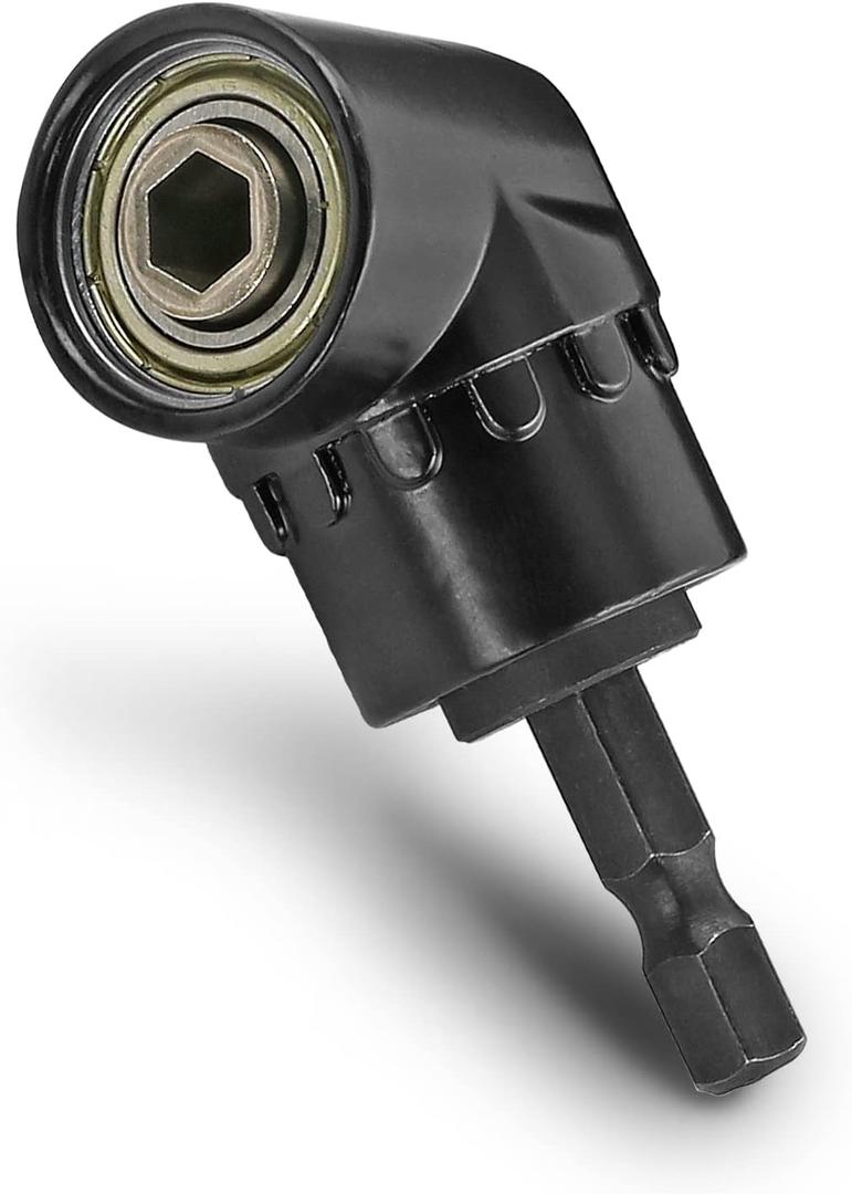 105 Degree Right Angle Driver, Power Screwdriver Drill Extension Attachment Adapter with 1/4" Hex Magnetic Bit Socket and 1/4" Hex Quick Change Drive - Pack of 1, Black (105, Black, Pack of 1)