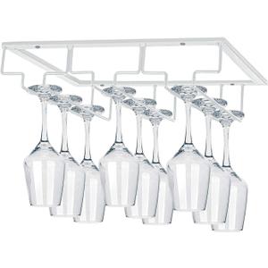 MOCOUM Wine Glass Rack, Under Cabinet Wine Glass Holder Metal Stemware Holder Glasses Storage Hanger
