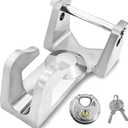 Gooseneck Trailer Lock with Keyed Padlock Heavy Duty 2-5/16" Gooseneck Hitch Trailer Lock Fit for Heavy Trailers, Livestock Haulers and RVs Silver