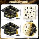 OuMuaMua Graduation Party Supplies Tableware Set,100Pcs Grad Cap-Shaped Paper Plates and Napkins For Class of 2026 College High School Congrats Graduation Party Decorations Favors, Serve 50