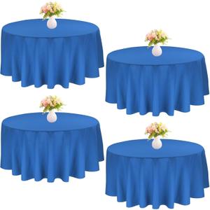 4 Pack Round Tablecloth 90 Inch Polyester Washable Fabric Table Covers for Wedding Dining Table Buffet Parties Banquet DecorationBlue