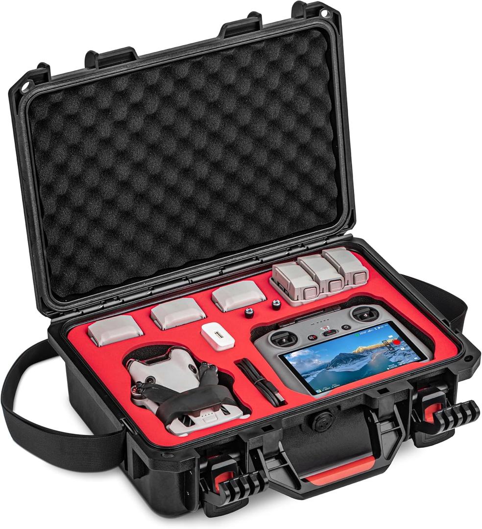 STARTRC Waterproof Hard Carrying Case for DJI Mini 3/4 Pro Fly More Combo, Travel Case for DJI Mini 3 Drone, RC2/RC-N3 Controller,7 Batteries, Other Accessories