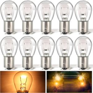 Meonum 10 Pack 1156 Bulbs, S25 P21W Turn Signal Bulbs, 7506 1141 1156LL 1141LL 1295 Automotive Brake Light Replacement for Cars, Rvs, Trucks, SUVs (12V BA15S Single Contact)