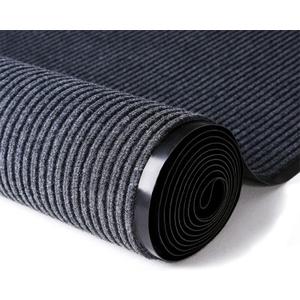 ITINA Door Mat About W3' x L16' Large Outdoor Indoor Mat Waterproof Rubber Back Rugs for Home Office Business Areas Grey-Black