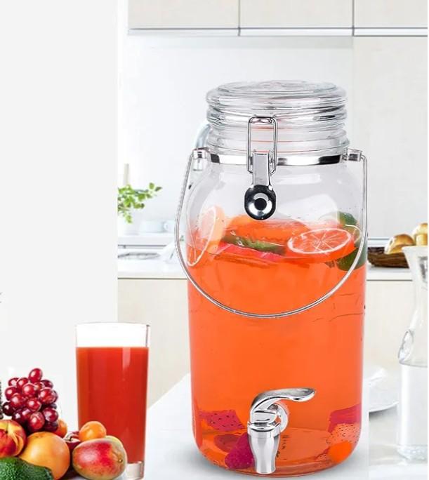 Eleganttime 120 Oz  Glass Drink Dispensers for Parties, One  Pack Beverage Dispenser With Spigot,Laundry Detergent Dispenser Punch Bowls Juice Water Dispenser for Parties